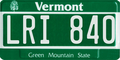 VT license plate LRI840