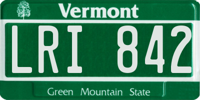VT license plate LRI842