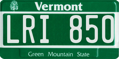 VT license plate LRI850