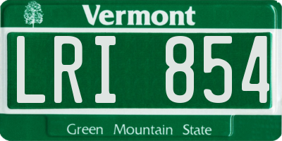 VT license plate LRI854
