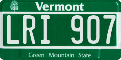 VT license plate LRI907