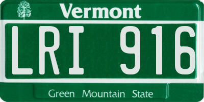 VT license plate LRI916