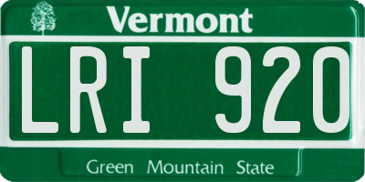 VT license plate LRI920