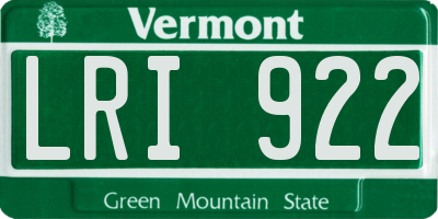 VT license plate LRI922