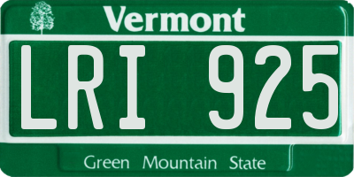 VT license plate LRI925