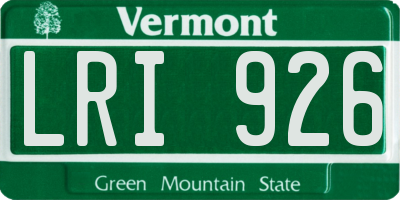 VT license plate LRI926