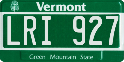 VT license plate LRI927