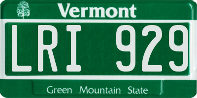VT license plate LRI929