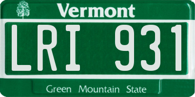VT license plate LRI931