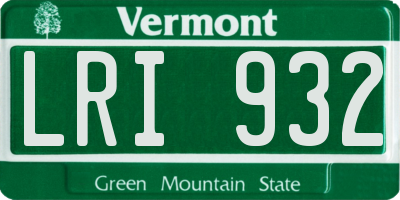 VT license plate LRI932