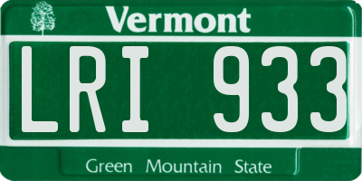 VT license plate LRI933