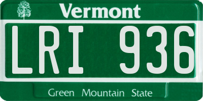 VT license plate LRI936