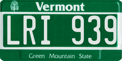 VT license plate LRI939