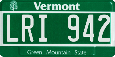 VT license plate LRI942