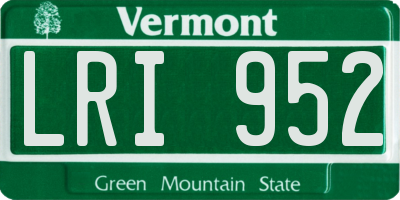 VT license plate LRI952