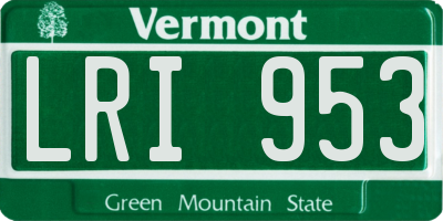 VT license plate LRI953