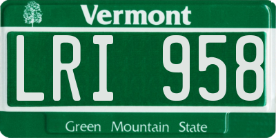 VT license plate LRI958
