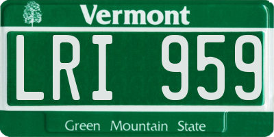 VT license plate LRI959