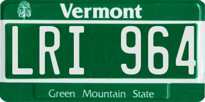 VT license plate LRI964