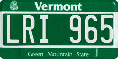 VT license plate LRI965