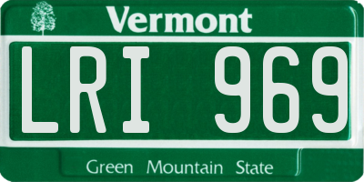 VT license plate LRI969