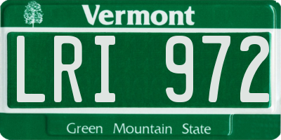 VT license plate LRI972