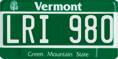 VT license plate LRI980