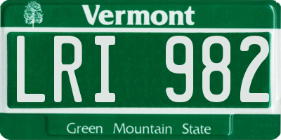 VT license plate LRI982