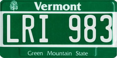 VT license plate LRI983