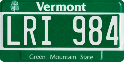 VT license plate LRI984