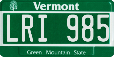 VT license plate LRI985