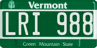 VT license plate LRI988