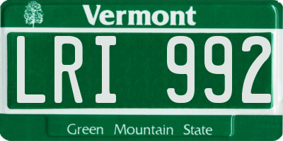 VT license plate LRI992