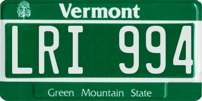 VT license plate LRI994