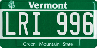 VT license plate LRI996