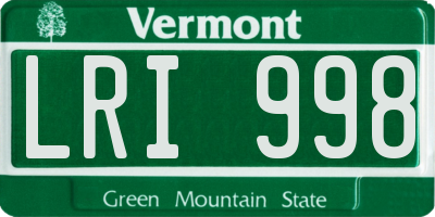 VT license plate LRI998