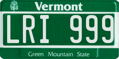 VT license plate LRI999