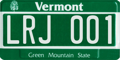 VT license plate LRJ001