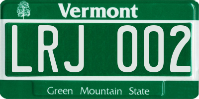 VT license plate LRJ002