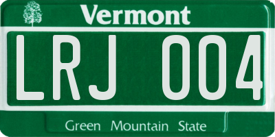 VT license plate LRJ004