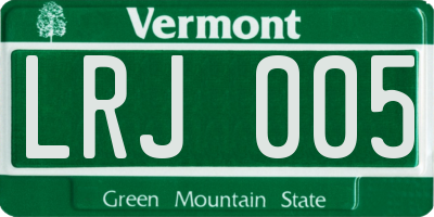 VT license plate LRJ005