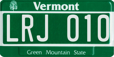VT license plate LRJ010