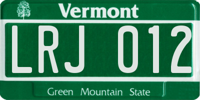 VT license plate LRJ012