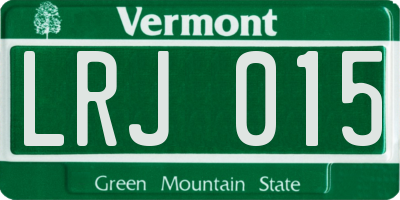 VT license plate LRJ015