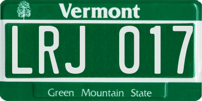 VT license plate LRJ017