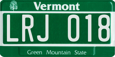 VT license plate LRJ018