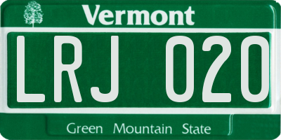 VT license plate LRJ020