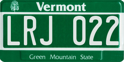 VT license plate LRJ022