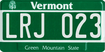 VT license plate LRJ023