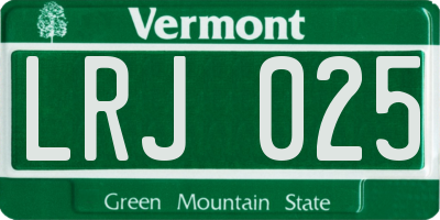 VT license plate LRJ025